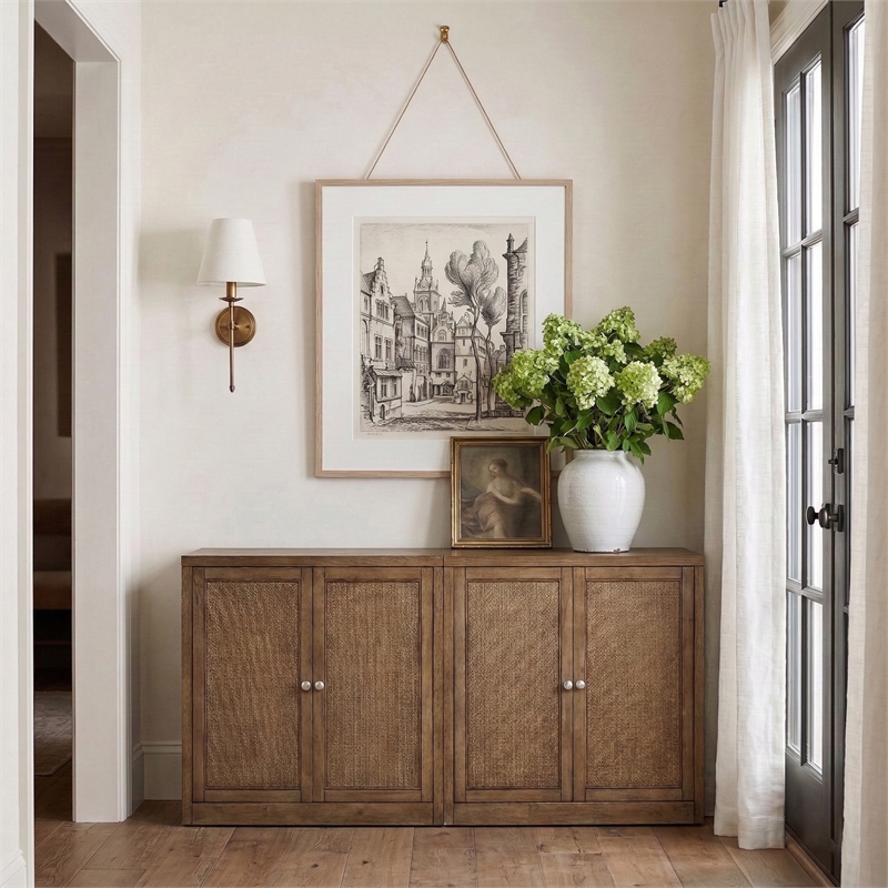 Meridian Furniture Vero Brown Solid Wood And Oak Veneer 2pc. Sideboard/Buffet