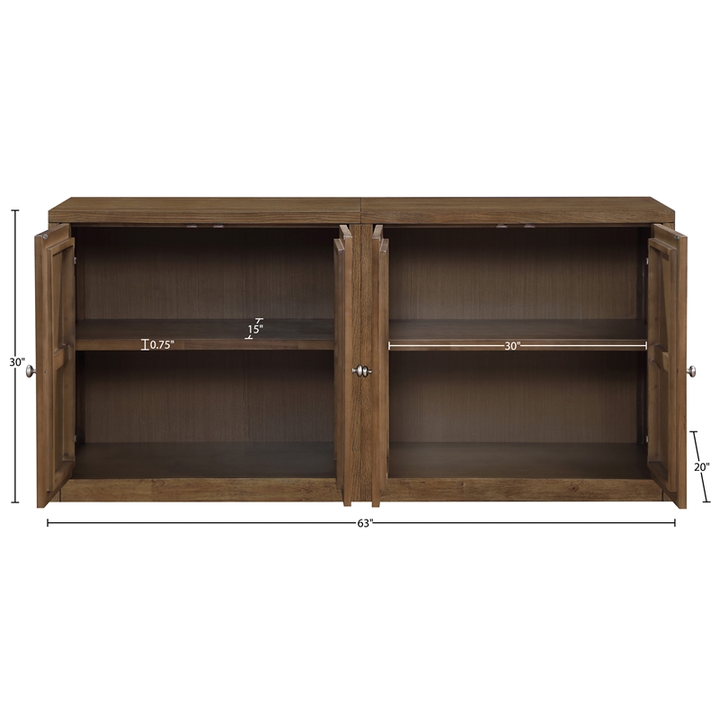 Meridian Furniture Vero Brown Solid Wood And Oak Veneer 2pc. Sideboard/Buffet