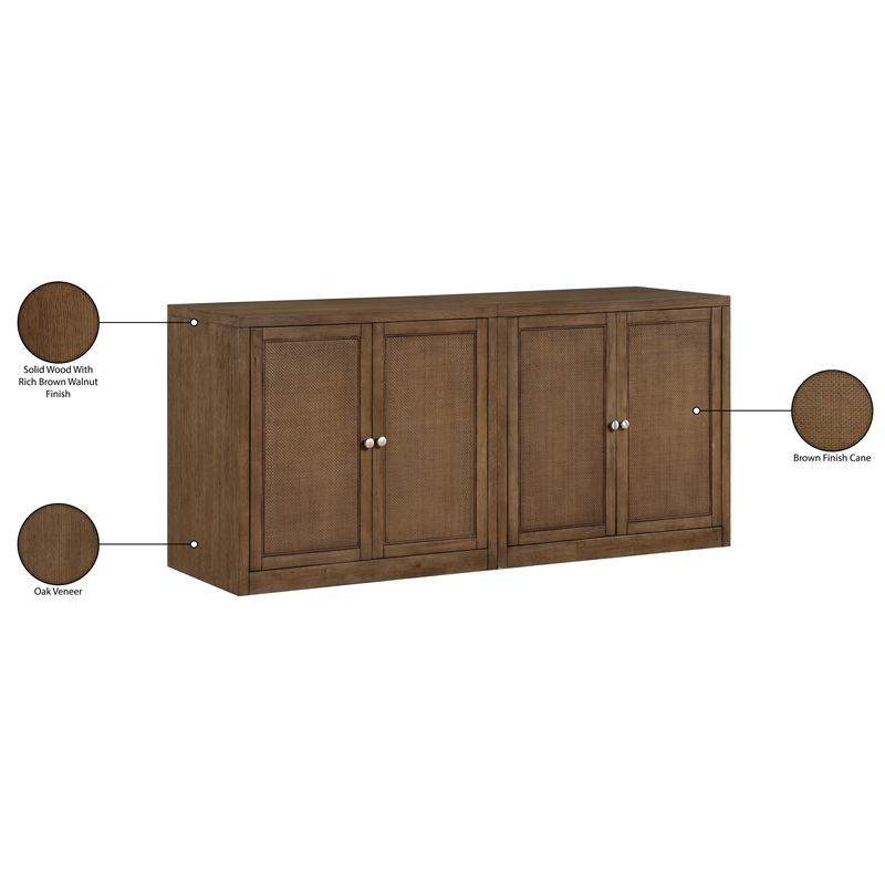 Meridian Furniture Vero Brown Solid Wood And Oak Veneer 2pc. Sideboard/Buffet