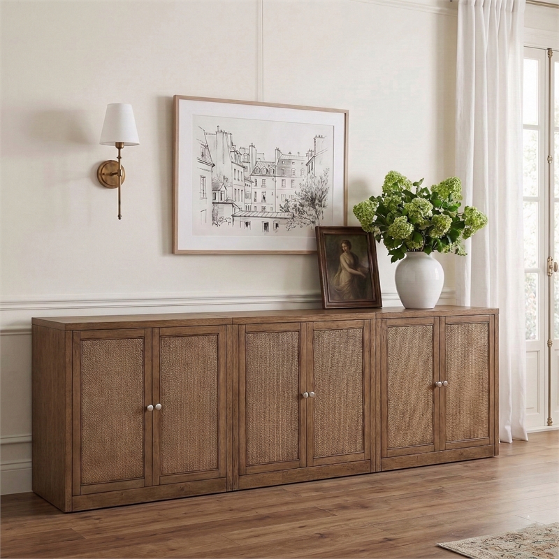 Meridian Furniture Vero Brown Solid Wood And Oak Veneer 3pc. Sideboard/Buffet