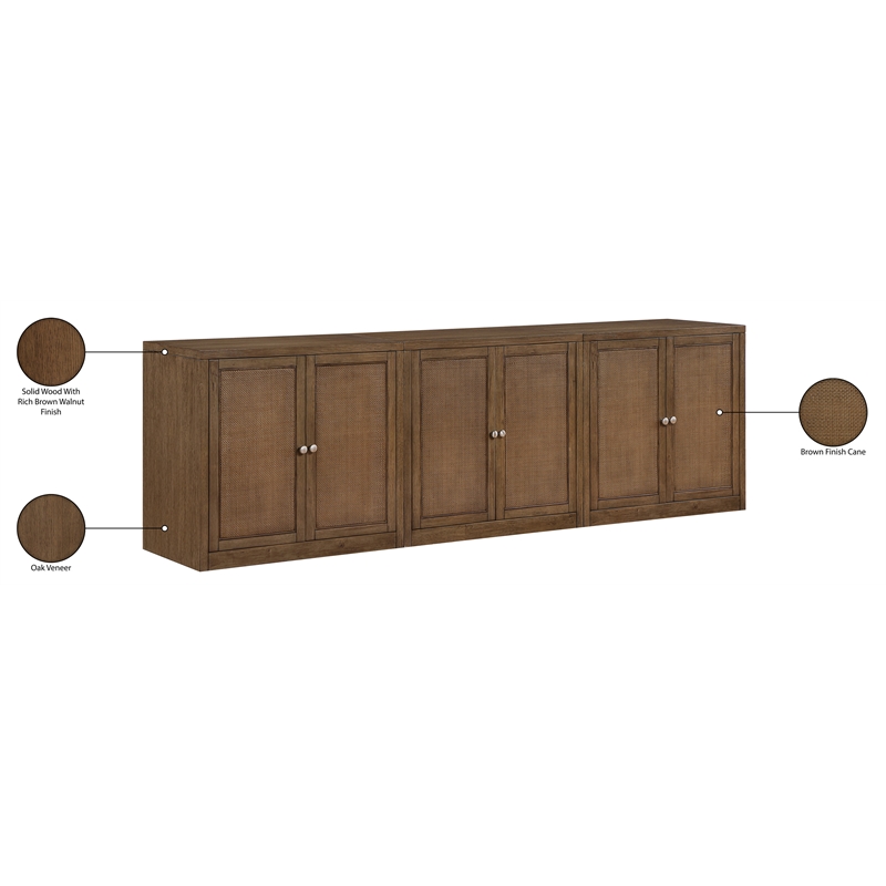 Meridian Furniture Vero Brown Solid Wood And Oak Veneer 3pc. Sideboard/Buffet