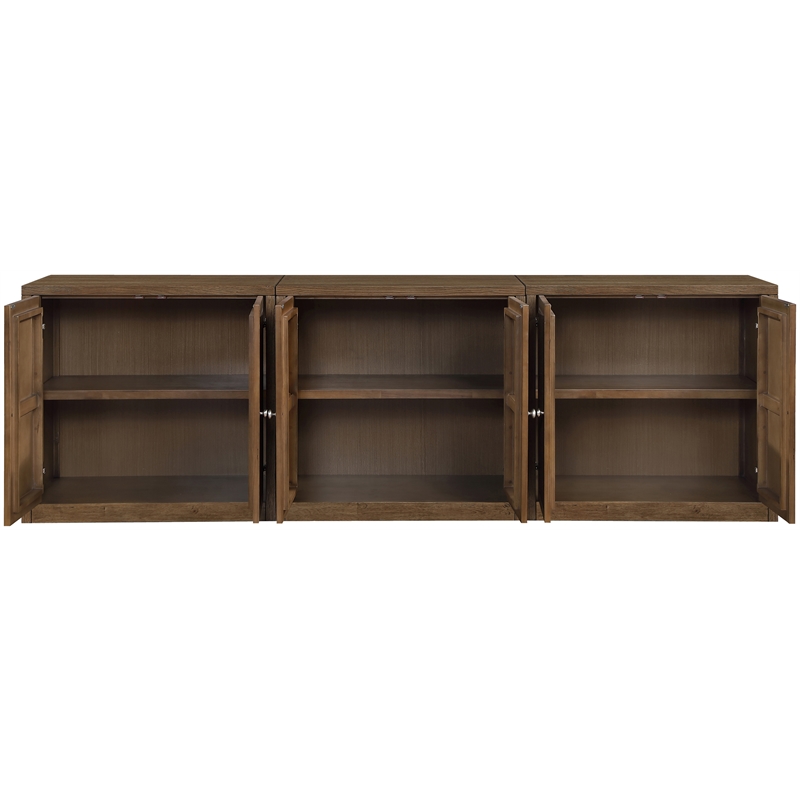 Meridian Furniture Vero Brown Solid Wood And Oak Veneer 3pc. Sideboard/Buffet