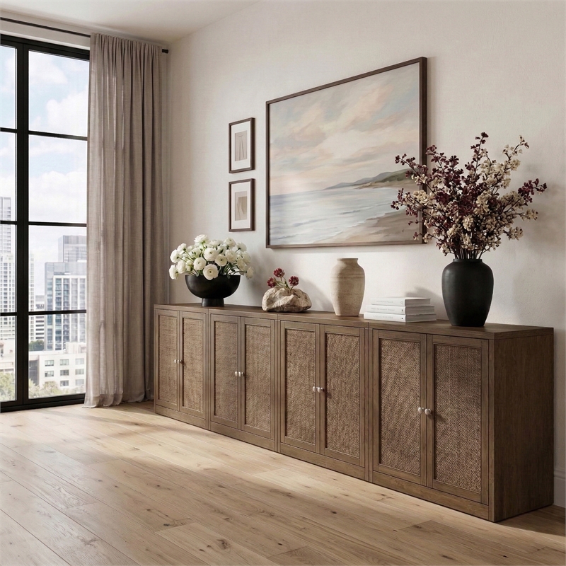 Meridian Furniture Vero Brown Solid Wood And Oak Veneer 4pc. Sideboard/Buffet