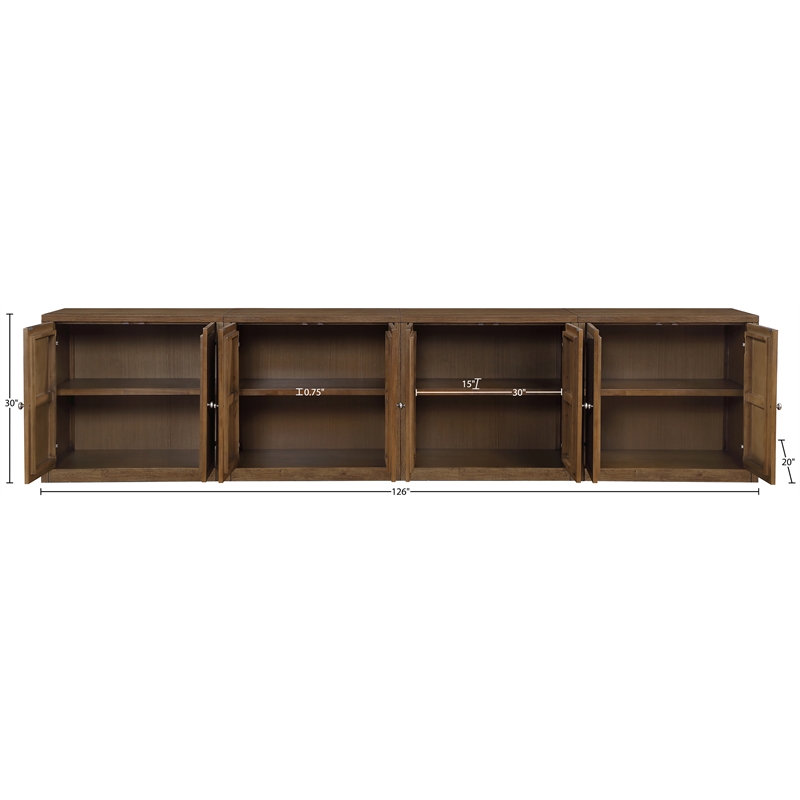 Meridian Furniture Vero Brown Solid Wood And Oak Veneer 4pc. Sideboard/Buffet