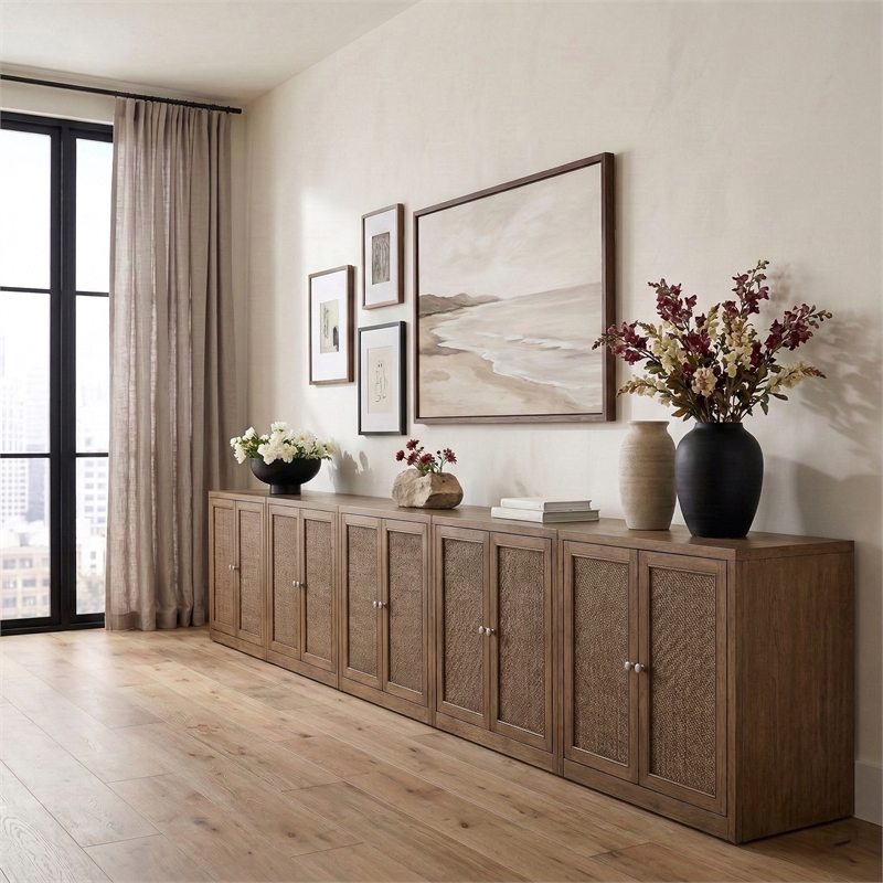 Meridian Furniture Vero Brown Solid Wood And Oak Veneer 5pc. Sideboard/Buffet