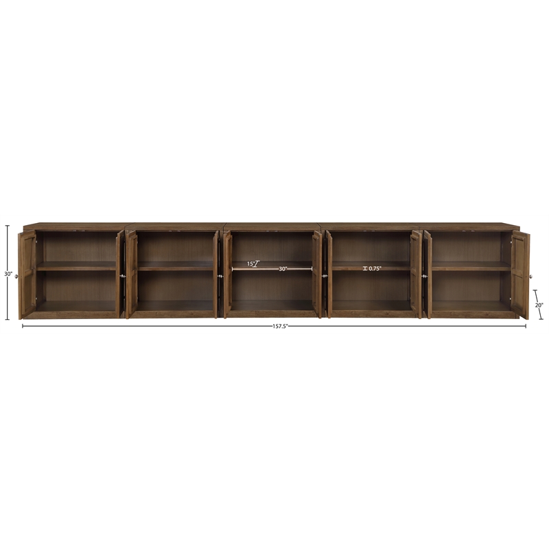 Meridian Furniture Vero Brown Solid Wood And Oak Veneer 5pc. Sideboard/Buffet