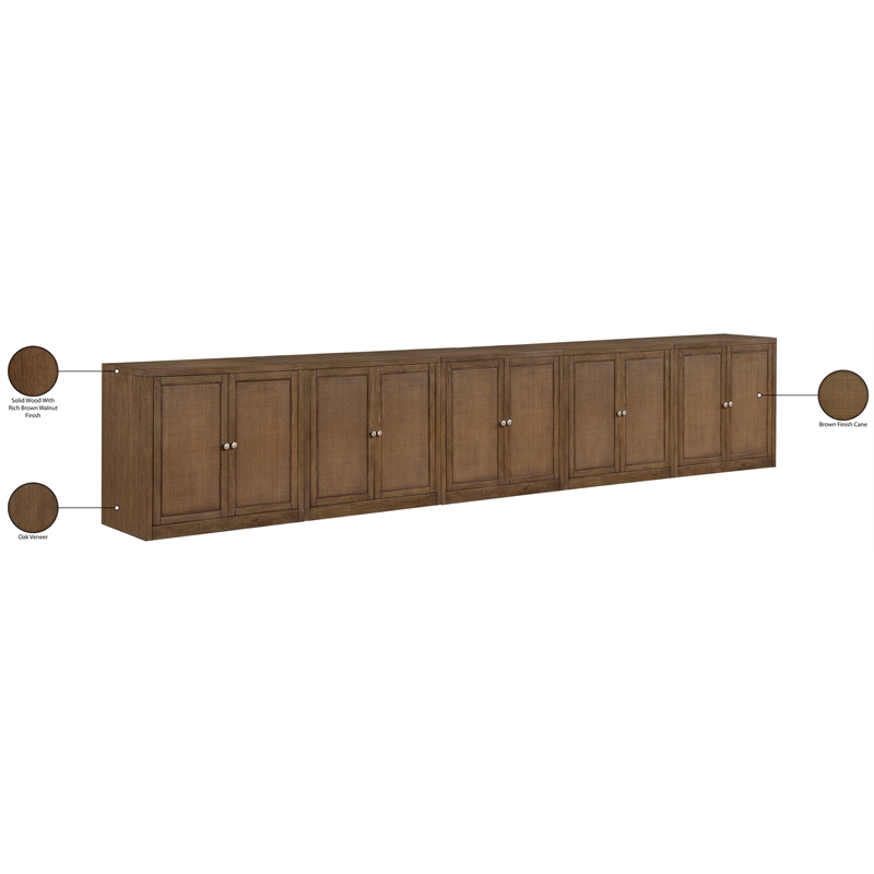 Meridian Furniture Vero Brown Solid Wood And Oak Veneer 5pc. Sideboard/Buffet