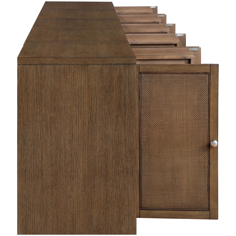 Meridian Furniture Vero Brown Solid Wood And Oak Veneer 5pc. Sideboard/Buffet