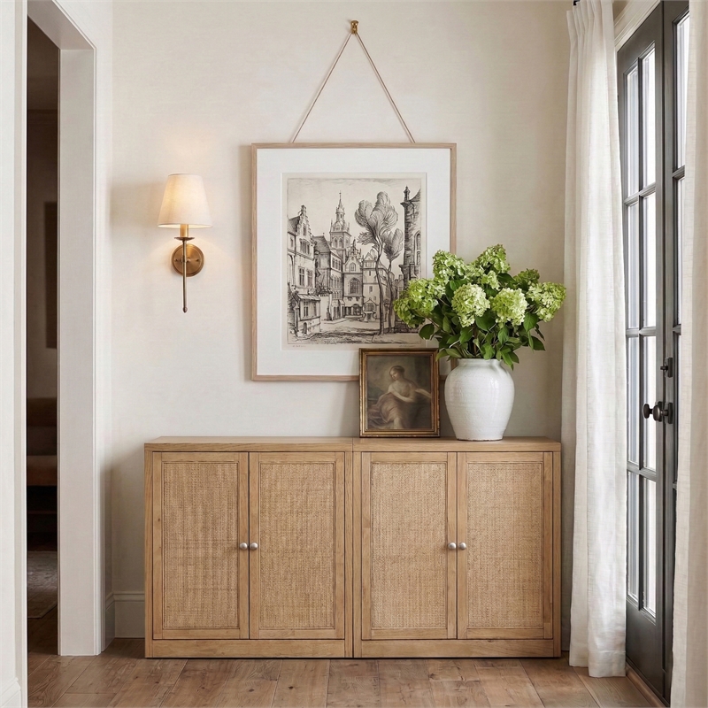 Meridian Furniture Vero Natural Solid Wood And Oak Veneer 2pc. Sideboard/Buffet