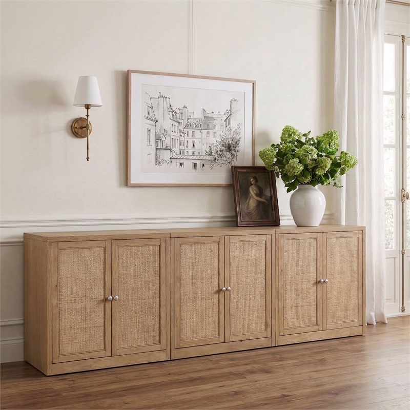 Meridian Furniture Vero Natural Solid Wood And Oak Veneer 3pc. Sideboard/Buffet