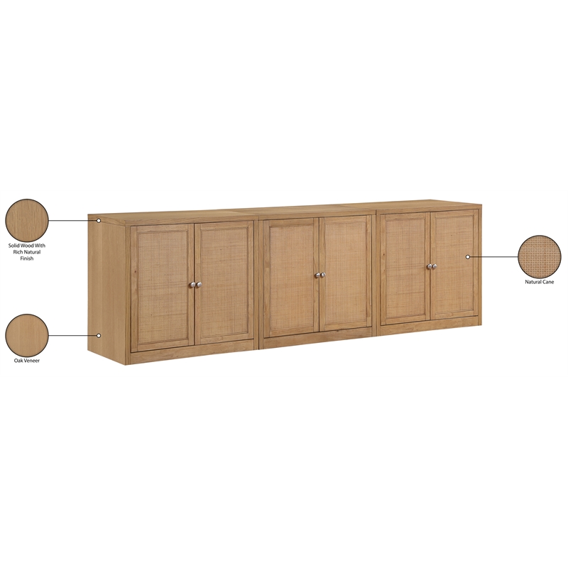 Meridian Furniture Vero Natural Solid Wood And Oak Veneer 3pc. Sideboard/Buffet