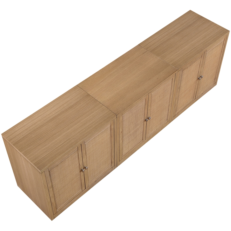 Meridian Furniture Vero Natural Solid Wood And Oak Veneer 3pc. Sideboard/Buffet