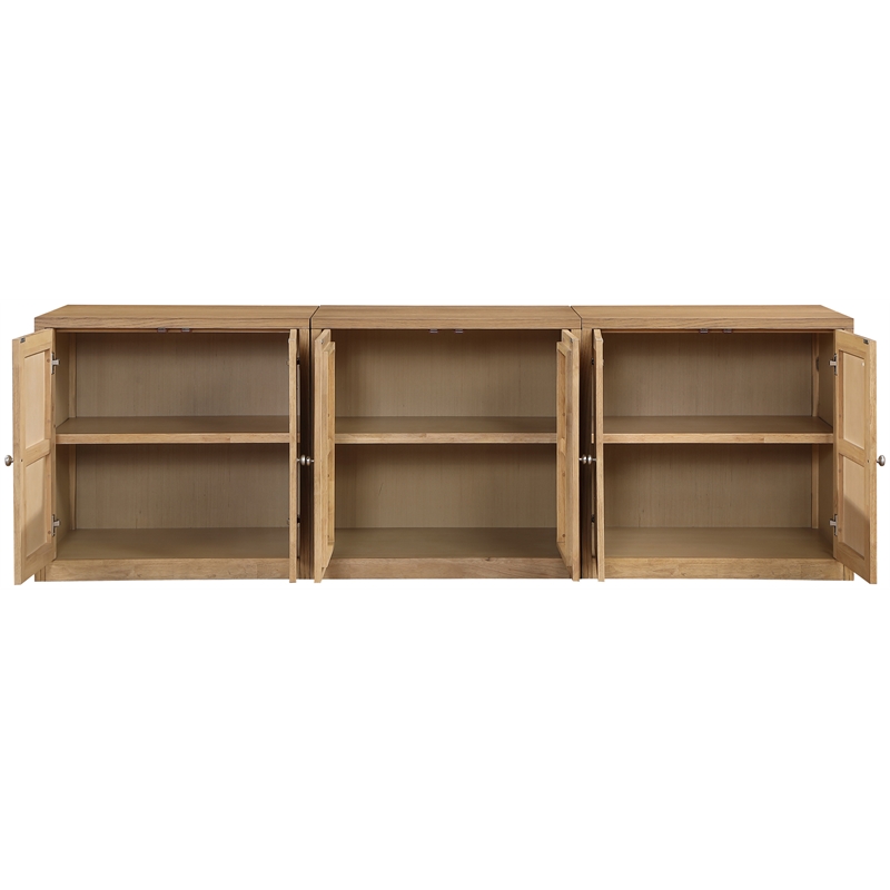 Meridian Furniture Vero Natural Solid Wood And Oak Veneer 3pc. Sideboard/Buffet