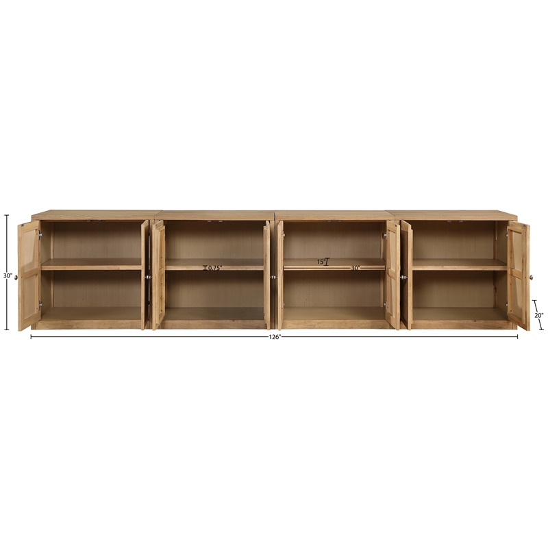 Meridian Furniture Vero Natural Solid Wood And Oak Veneer 4pc. Sideboard/Buffet