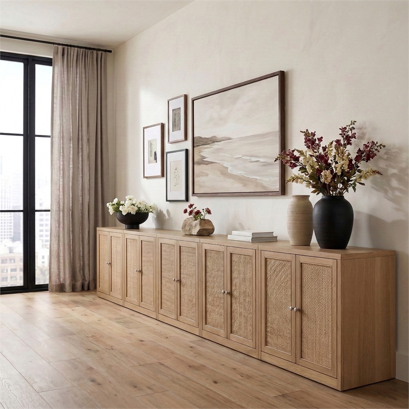 Meridian Furniture Vero Natural Solid Wood And Oak Veneer 5pc. Sideboard/Buffet