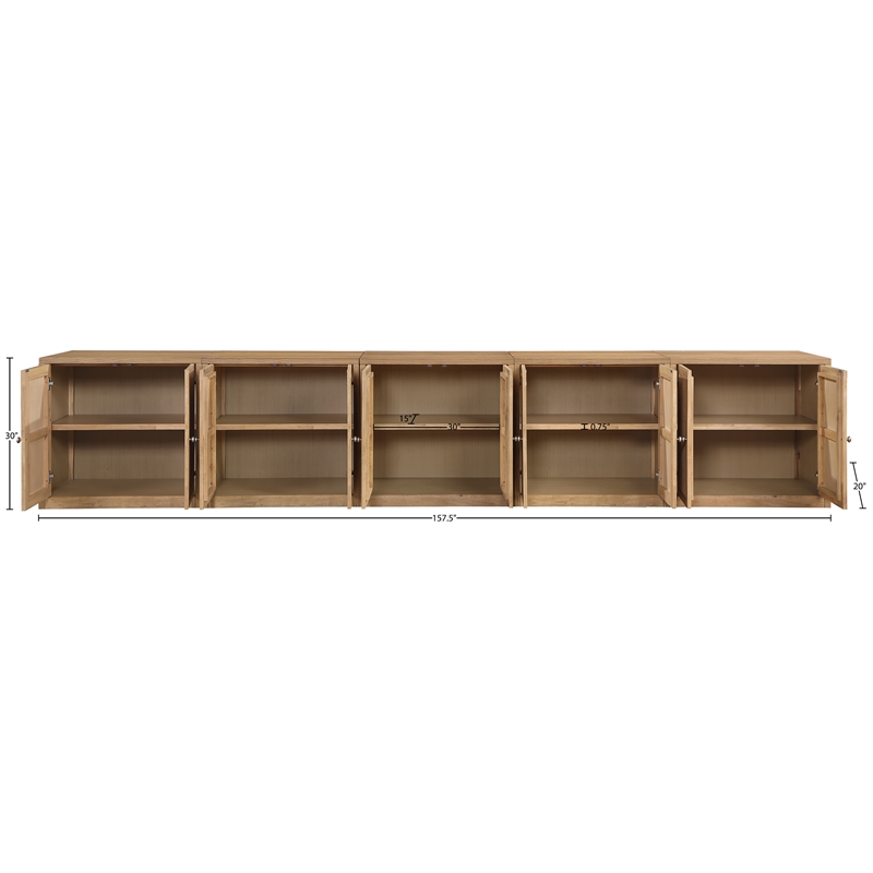 Meridian Furniture Vero Natural Solid Wood And Oak Veneer 5pc. Sideboard/Buffet