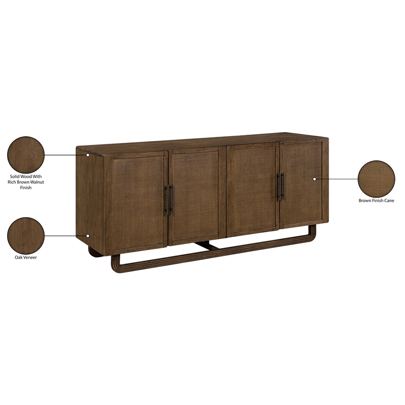 Meridian Furniture Sova Brown Solid Wood And Oak Veneer Sideboard/Buffet