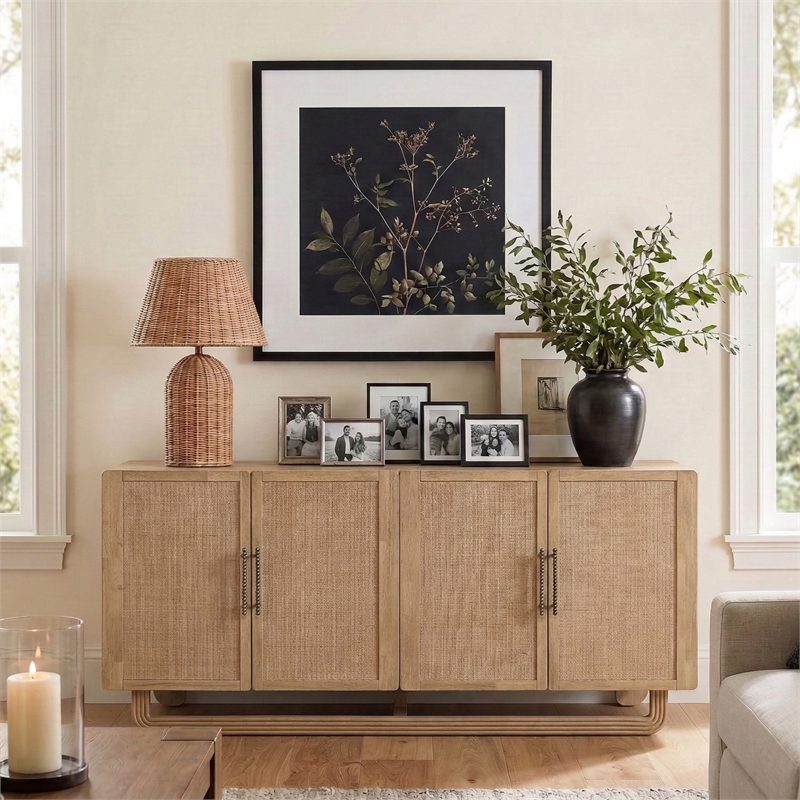 Meridian Furniture Sova Natural Solid Wood And Oak Veneer Sideboard/Buffet
