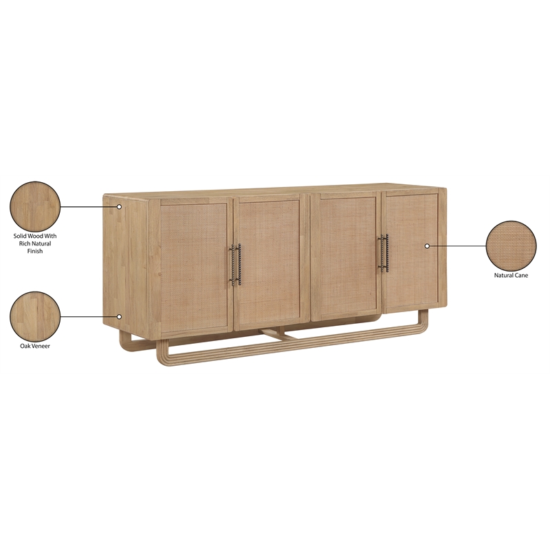 Meridian Furniture Sova Natural Solid Wood And Oak Veneer Sideboard/Buffet