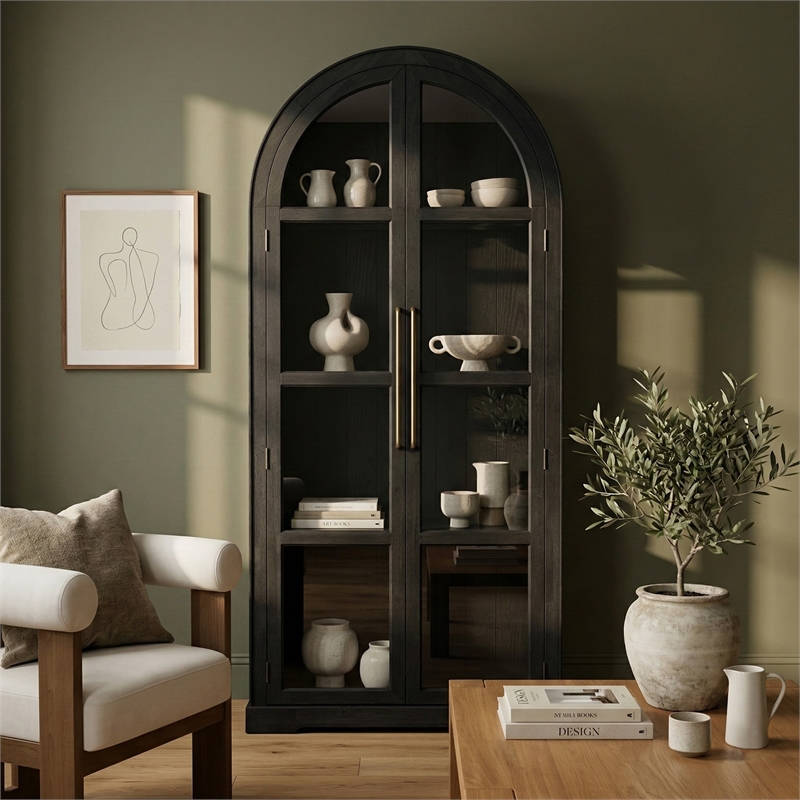 Meridian Furniture Corva Black Solid Wood Storage Cabinet