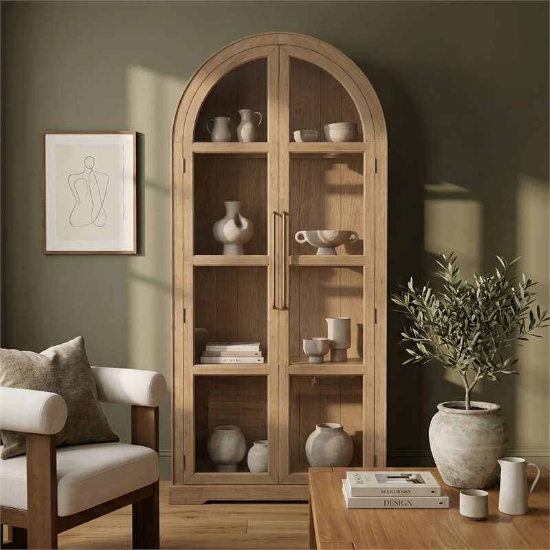 Meridian Furniture Corva Natural Solid Wood Storage Cabinet