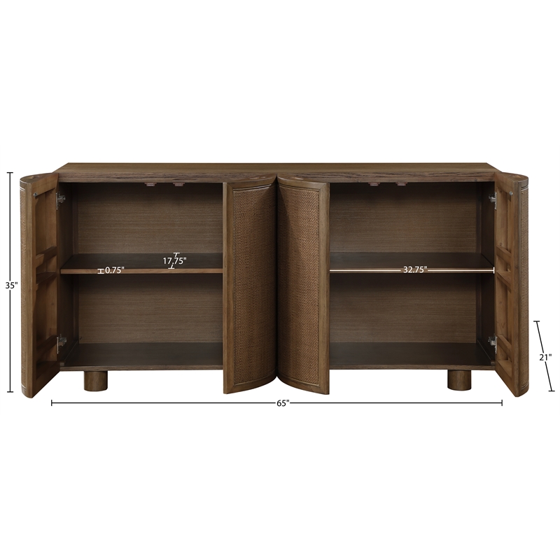Meridian Furniture Norin Brown Solid Wood And Oak Veneer Sideboard/Buffet
