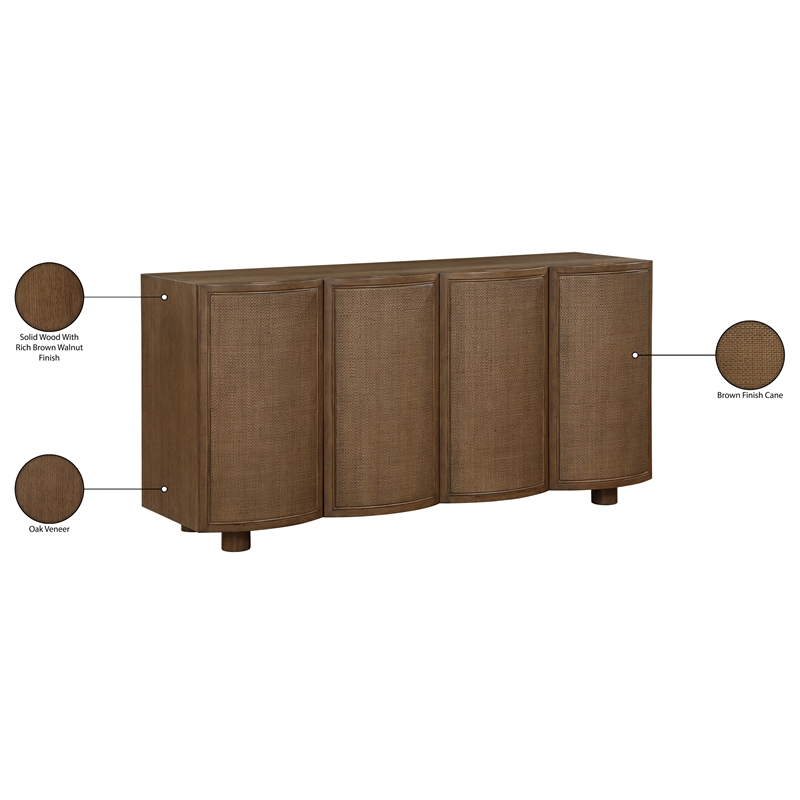 Meridian Furniture Norin Brown Solid Wood And Oak Veneer Sideboard/Buffet