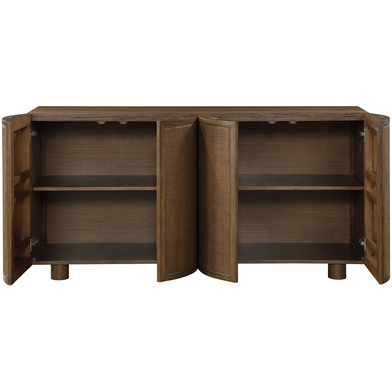 Meridian Furniture Norin Brown Solid Wood And Oak Veneer Sideboard/Buffet