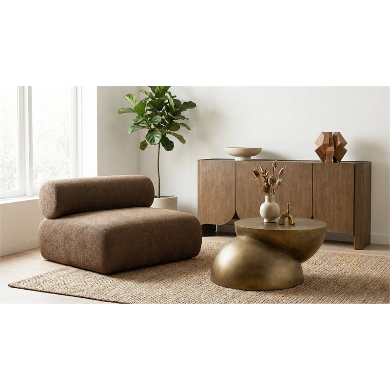 Meridian Furniture Bale Brown Chenille Fabric Upholstered Modular Armless Chair