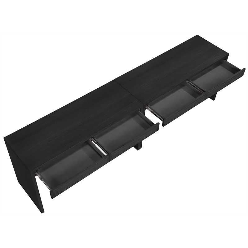 Meridian Furniture Avro Black Solid Wood And Oak Veneer 2pc. Console / Desk