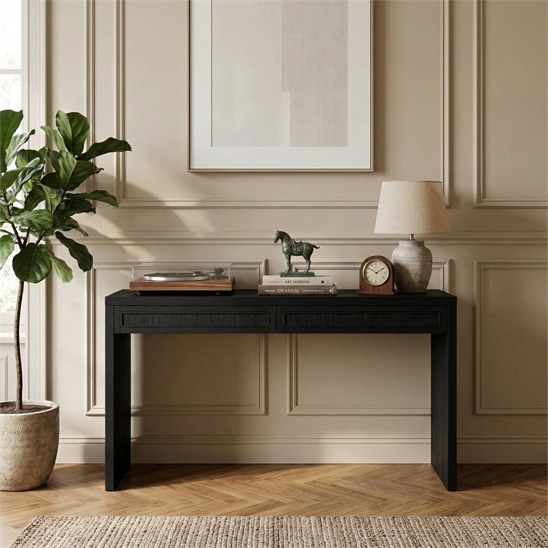 Meridian Furniture Avro Black Solid Wood And Oak Veneer Console / Desk