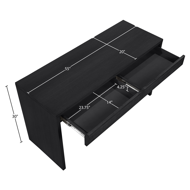 Meridian Furniture Avro Black Solid Wood And Oak Veneer Console / Desk
