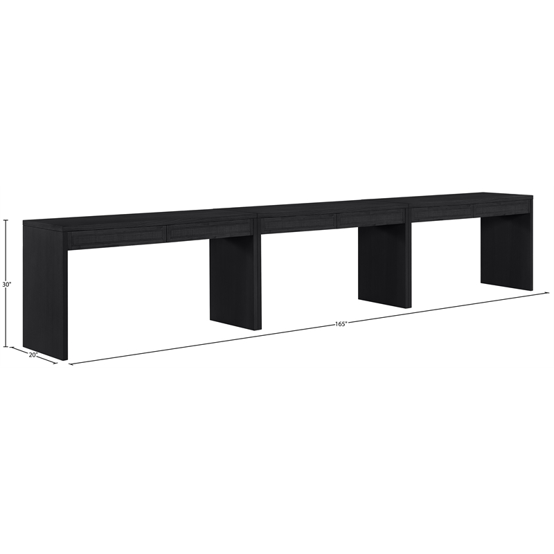 Meridian Furniture Avro Black Solid Wood And Oak Veneer 3pc. Console / Desk