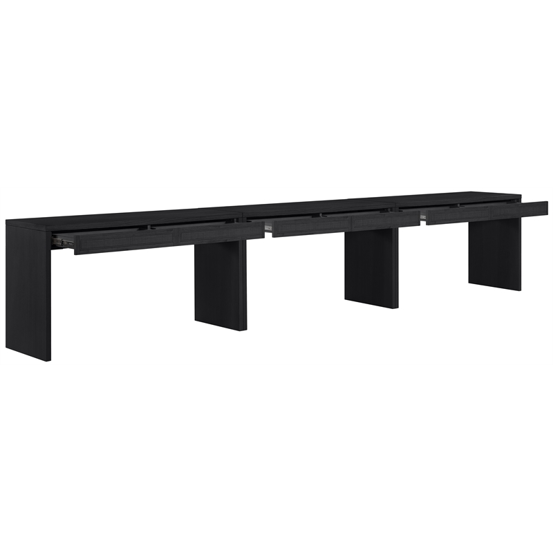 Meridian Furniture Avro Black Solid Wood And Oak Veneer 3pc. Console / Desk