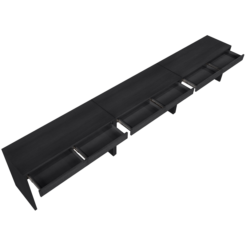 Meridian Furniture Avro Black Solid Wood And Oak Veneer 3pc. Console / Desk
