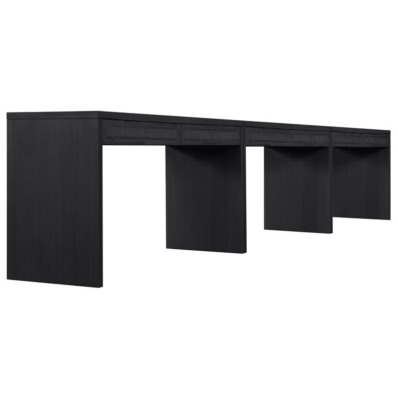 Meridian Furniture Avro Black Solid Wood And Oak Veneer 3pc. Console / Desk