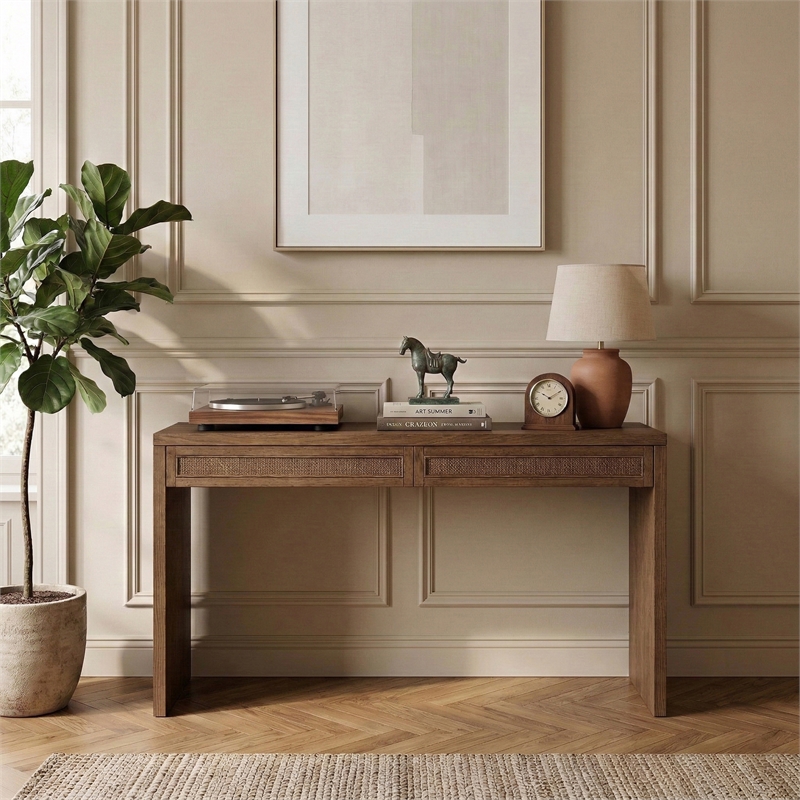 Meridian Furniture Avro Brown Solid Wood And Oak Veneer Console / Desk