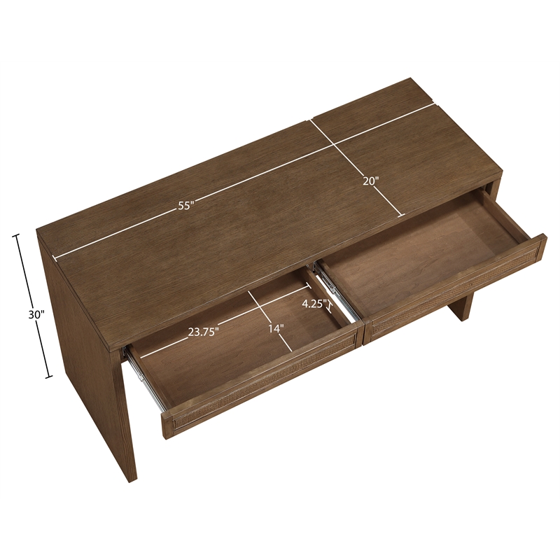 Meridian Furniture Avro Brown Solid Wood And Oak Veneer Console / Desk