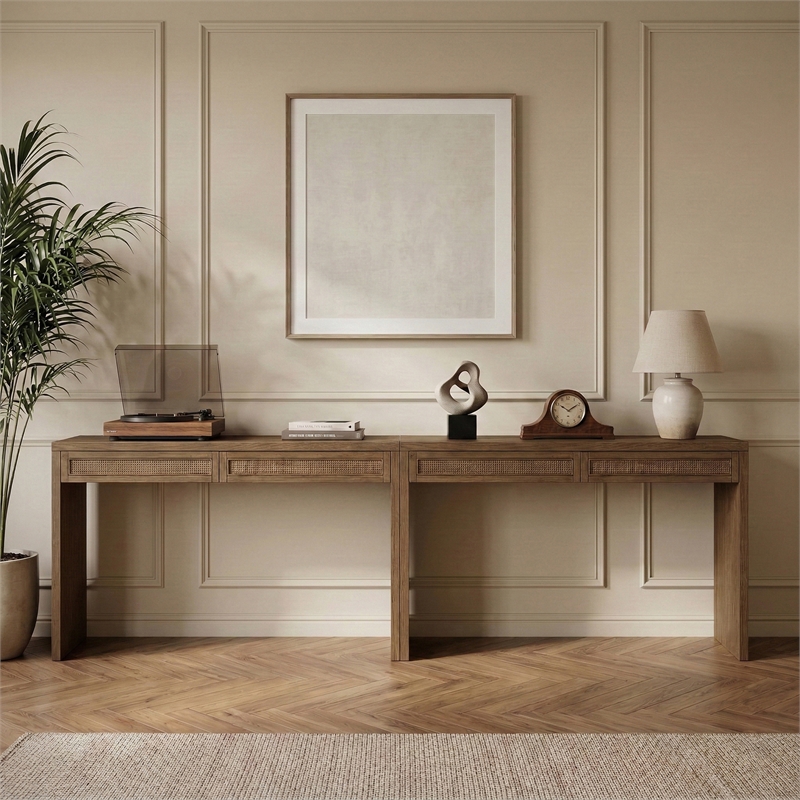 Meridian Furniture Avro Brown Solid Wood And Oak Veneer 2pc. Console / Desk
