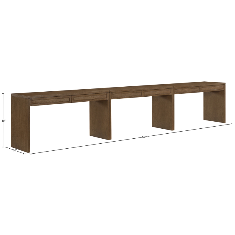 Meridian Furniture Avro Brown Solid Wood And Oak Veneer 3pc. Console / Desk