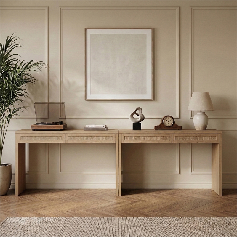 Meridian Furniture Avro Natural Solid Wood And Oak Veneer 2pc. Console / Desk