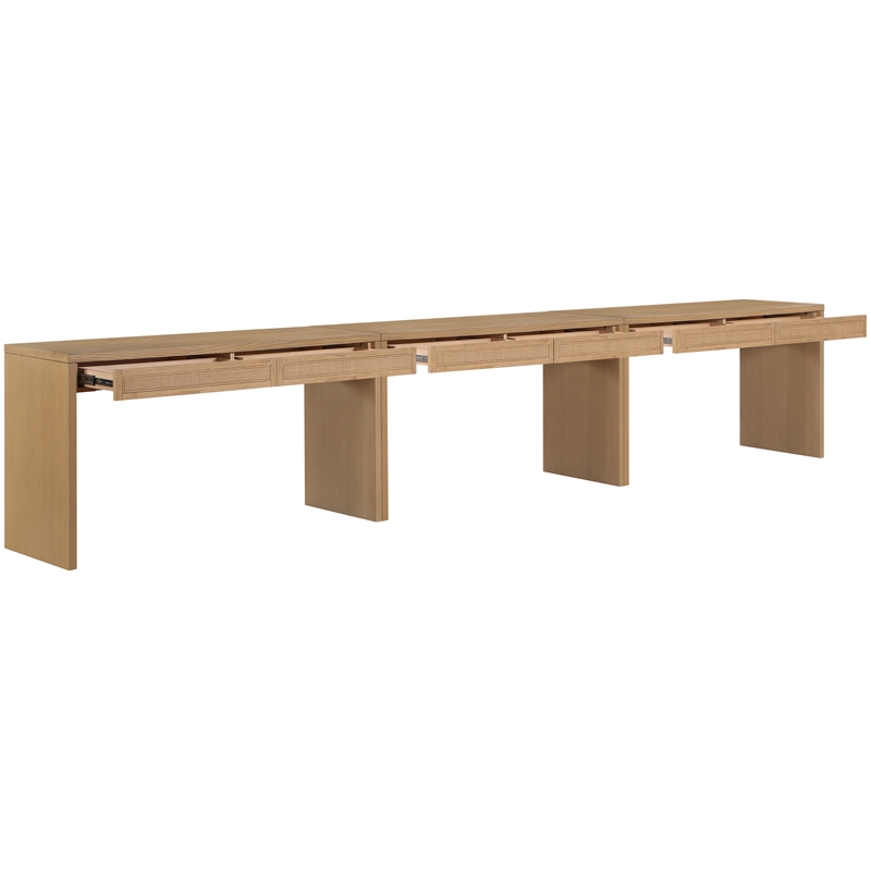 Meridian Furniture Avro Natural Solid Wood And Oak Veneer 3pc. Console / Desk