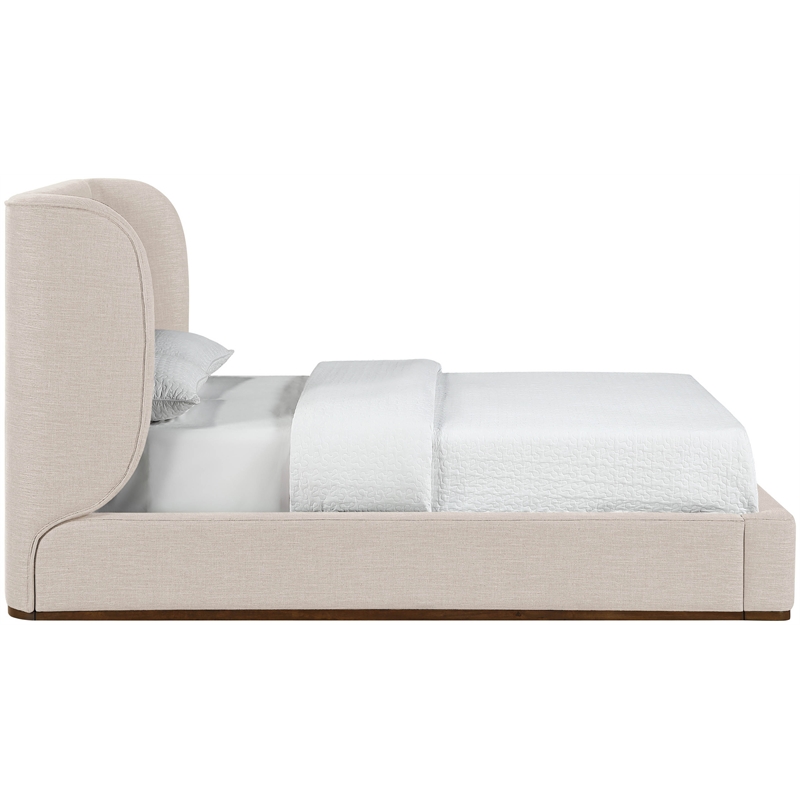 Meridian Furniture Aurin Beige Linen Textured Fabric Upholstered King Bed