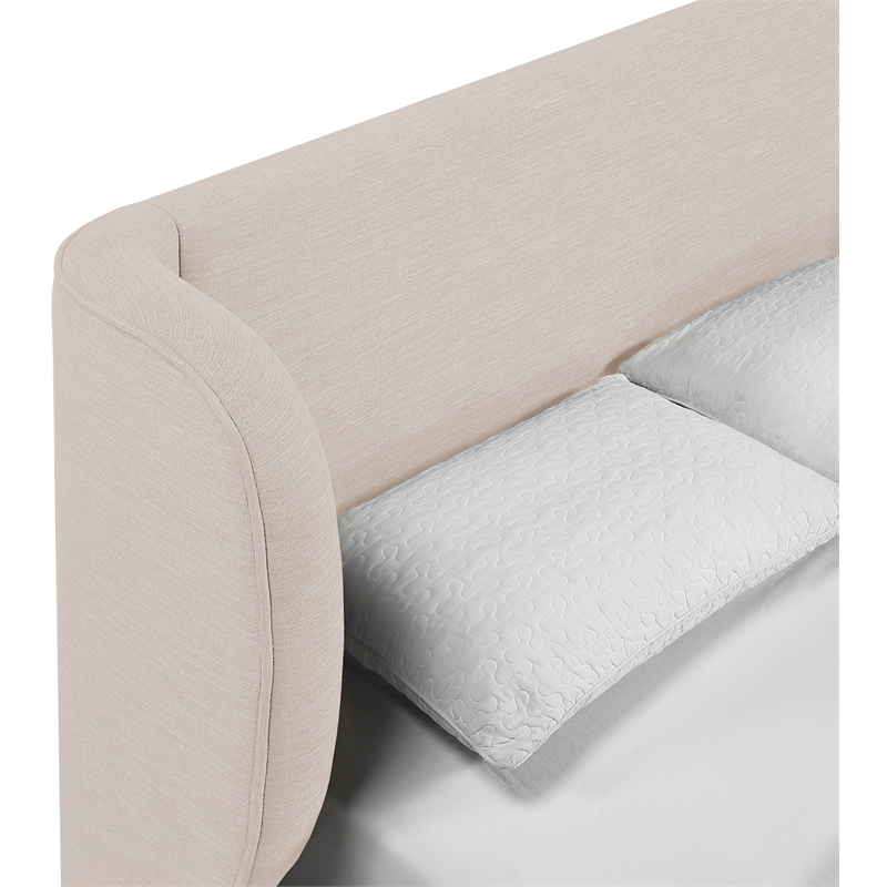 Meridian Furniture Aurin Beige Linen Textured Fabric Upholstered King Bed