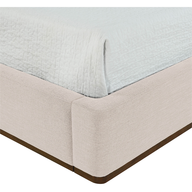 Meridian Furniture Aurin Beige Linen Textured Fabric Upholstered King Bed