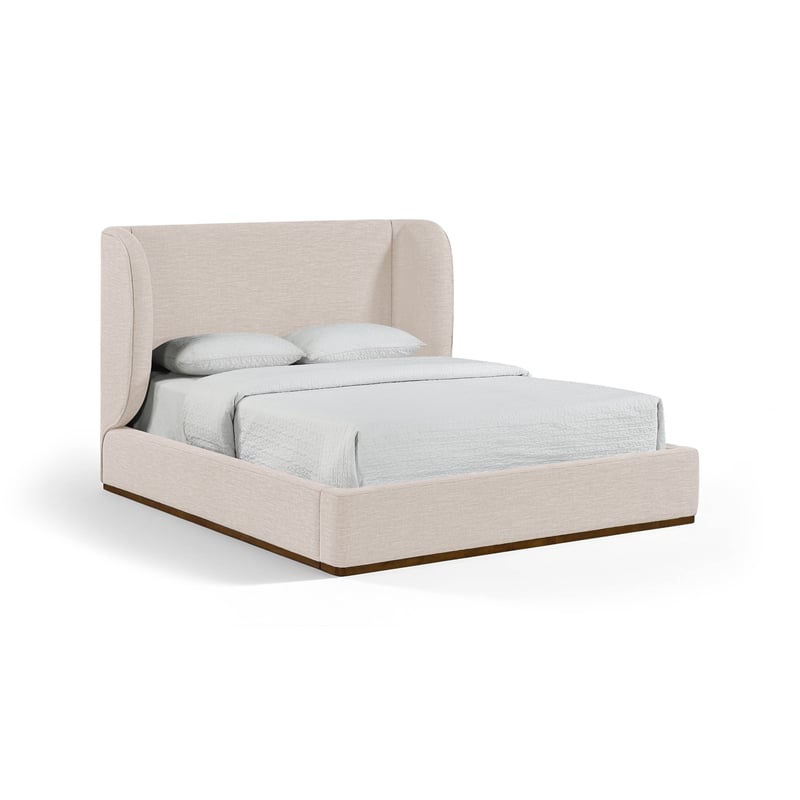 Meridian Furniture Aurin Beige Linen Textured Fabric Upholstered King Bed