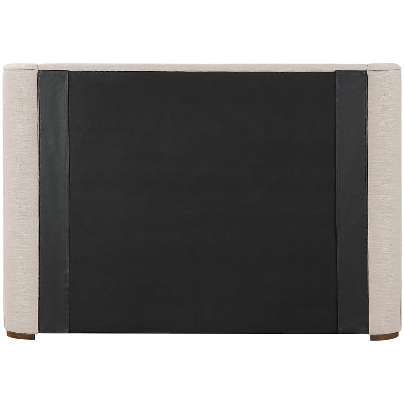 Meridian Furniture Aurin Beige Linen Textured Fabric Upholstered Queen Bed