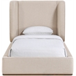 Meridian Furniture Aurin Beige Linen Textured Fabric Upholstered Twin Bed