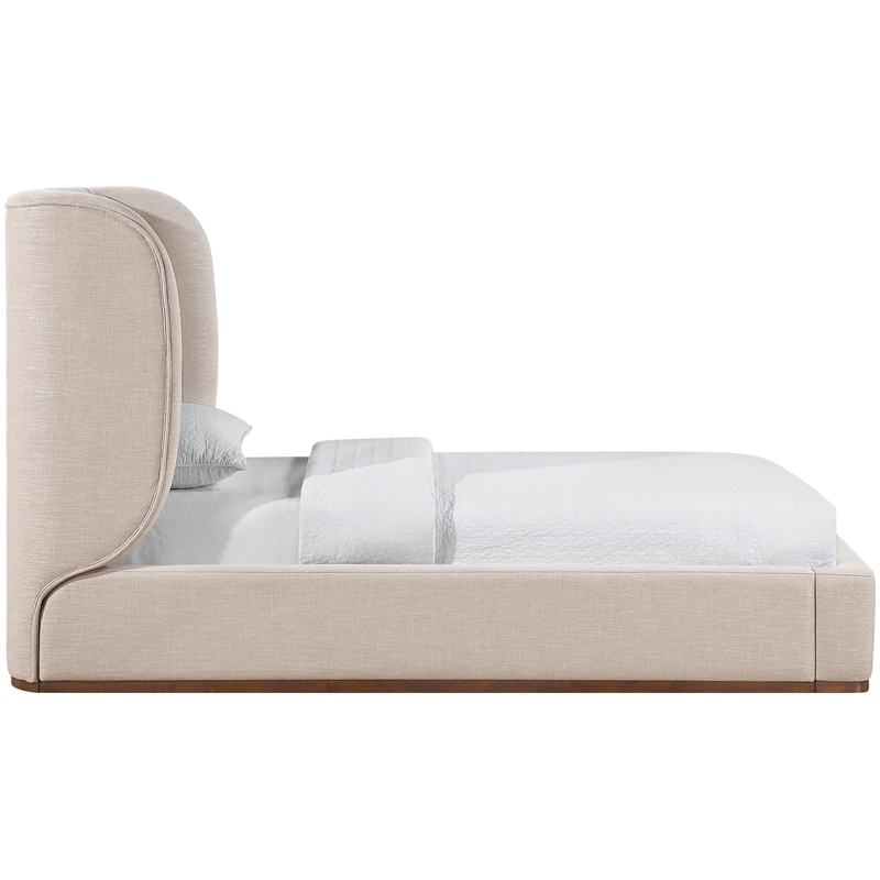 Meridian Furniture Aurin Beige Linen Textured Fabric Upholstered Twin Bed