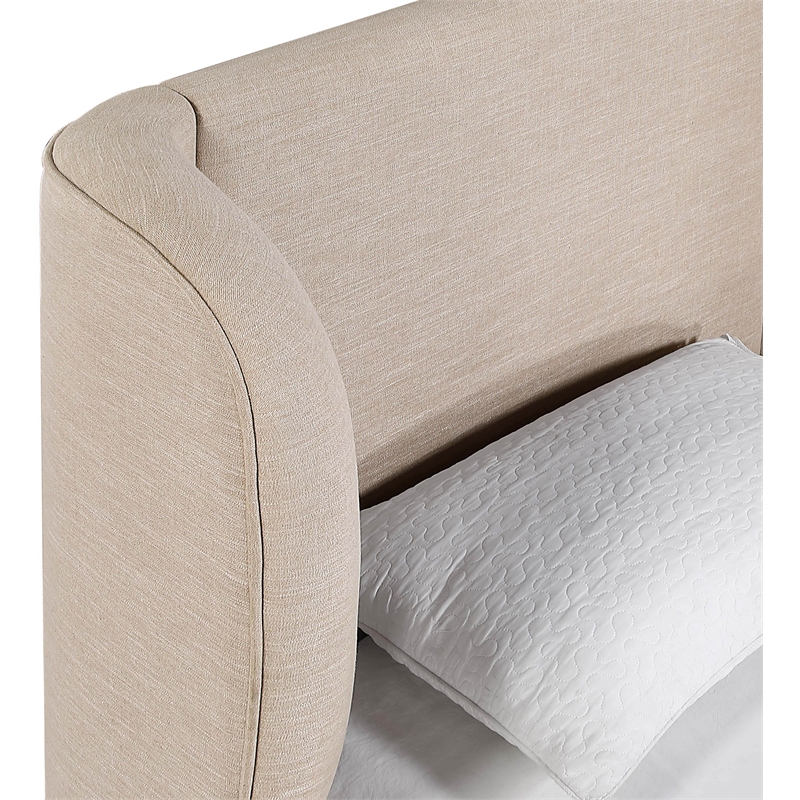 Meridian Furniture Aurin Beige Linen Textured Fabric Upholstered Twin Bed